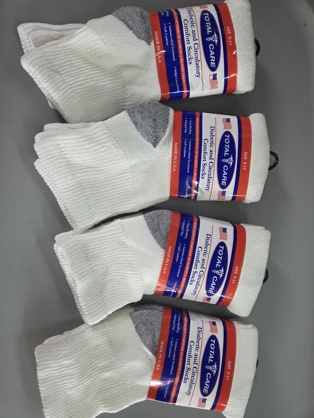 Diabetic 8 pairs White Diabetic & Circulatory Comfort Socks - Size 9-11 NEW